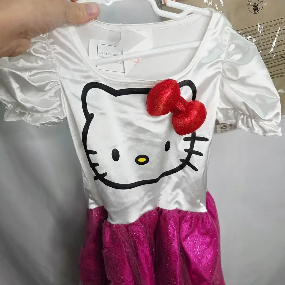 Hello Kitty Kids  Dress & Head Band Halloween  Costume Kids size Small 4-6 New